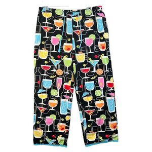 🍒 Medium Nick & Nora Pajama Pants Happy Hour cocktail print.